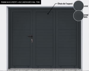 Panneaux : motif 4 ou 5 nervures RAL 7016