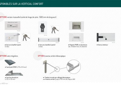 Options disponibles sur la Vertical Confort
